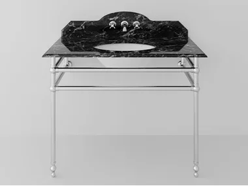 MARBLE & METAL 2 - Oval console marble washbasin with towel rail by Park Avenue - view 2